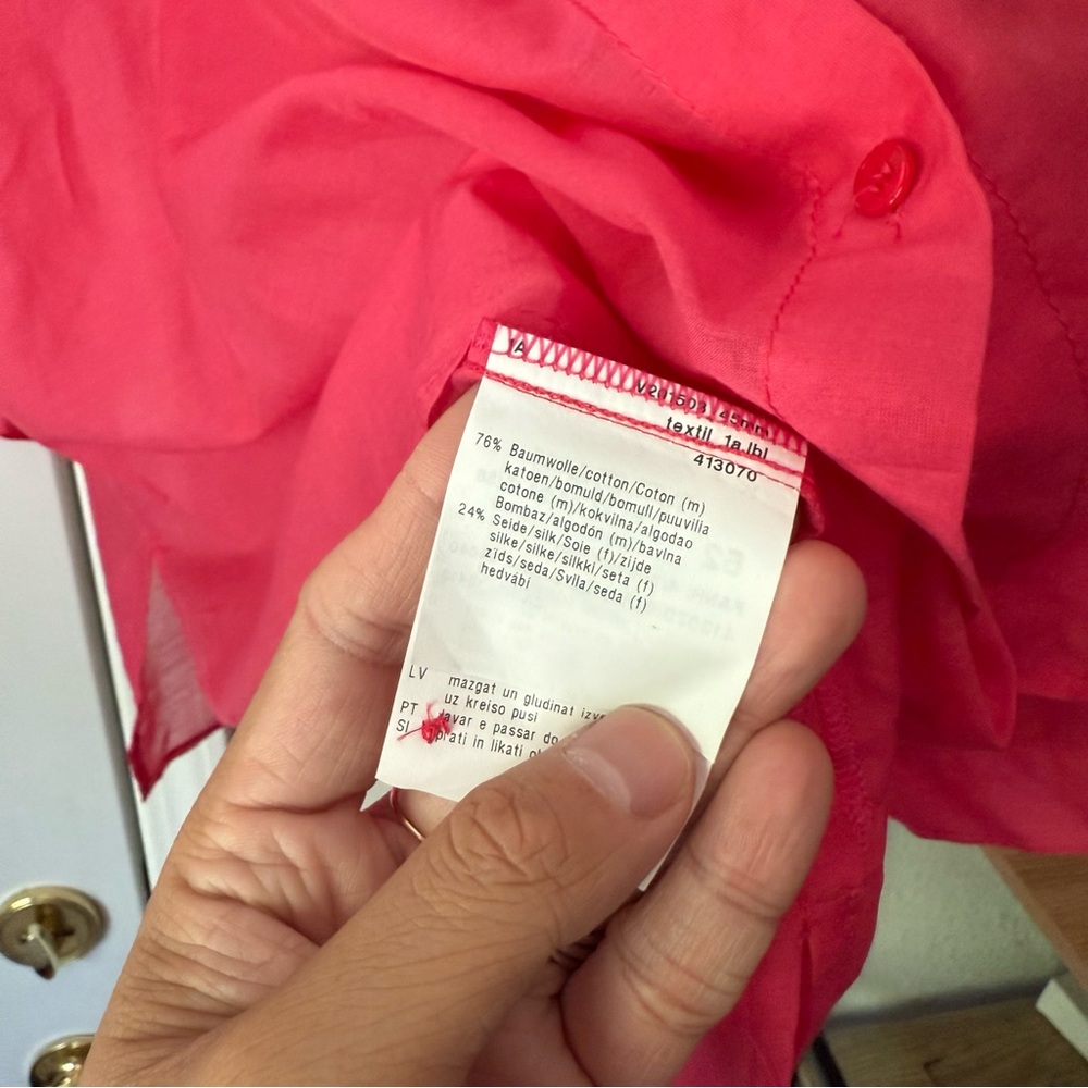 BASLER pink sheer cotton silk long sleeve button up boxy oversized shirt - Picture 7 of 7